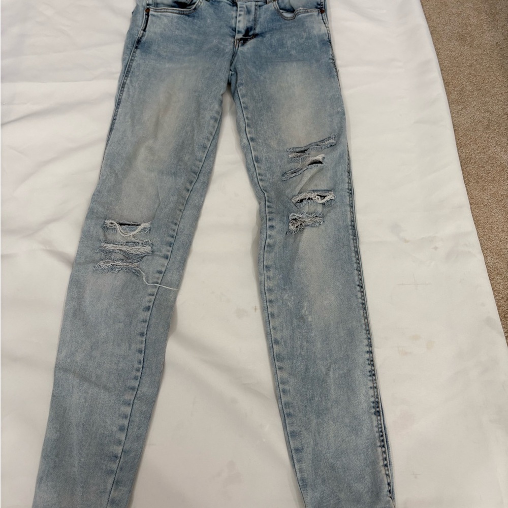 Pull&Bear Light Blue Distressed Skinny Jeans